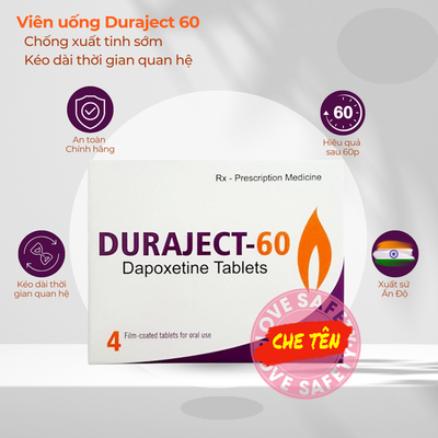 Viên uống cường dương tăng sinh lý kéo dài thời gian Duraject 60mg Hộp 4 Viên