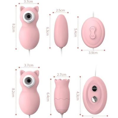 Trứng rung 2 đầu hút điểm G hình con gấu silicon màu hồng