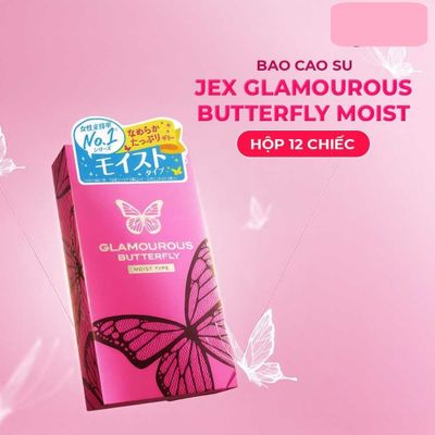Bao cao su JEX Glamourous Butterfly Moist - Dưỡng ẩm tự nhiên với HA và Collagen - Hộp 12 cái