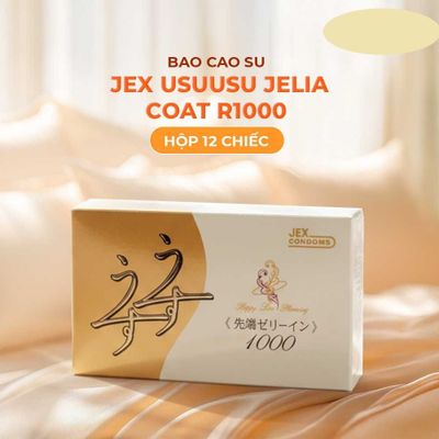 Bao cao su JEX UsuUsu Jelia Coat R1000 - Vừa vặn, ôm sát, nhiều gel - Hộp 12 cái