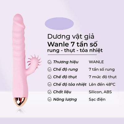 ( CÓ VIDEO ) Dương vật giả Wanle 7 tần số run thụt tỏa nhiệt làm ấm dùng pin sạc