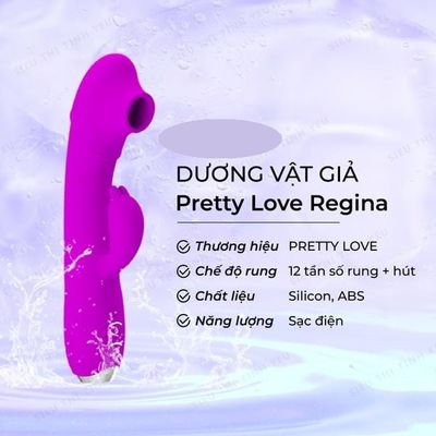 ( CÓ VIDEO ) Dương vật giả Pretty Love Regina 12 chế độ rung hút dùng pin sạc