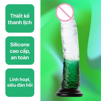 ( CÓ VIDEO ) Dương vật giả giá rẻ có đế trong suốt Xanh Jiuai Green