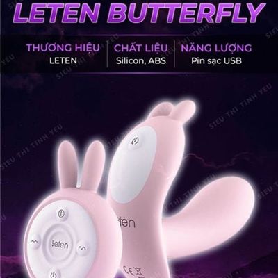 (Có video)Trứng rung Leten Butterfly Vibrator 10 chế độ rung tạo nhiệt có đầu bùi pin sạc màu tím