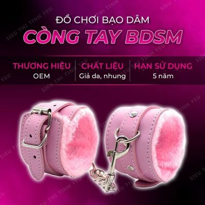 Còng tay chất liệu da cao cấp BDSM Pink