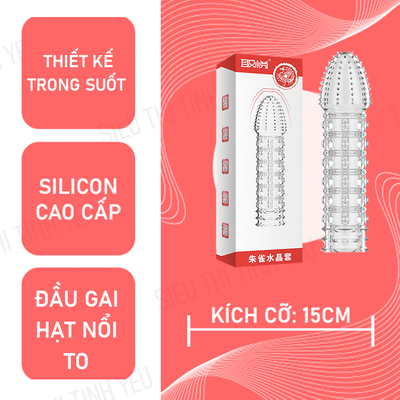 (Có Video) Bao cao su Aichao dài 15cm đầu gai thân hạt nổi to