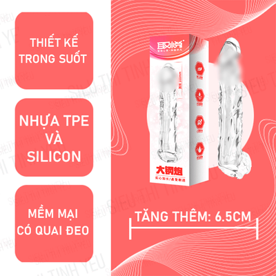 (Có Video) Bao cao su Aichao dài 10cm trong suốt có quai đeo