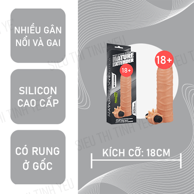 Bao cao su Lovetoy Nature Extender dài thêm 3.8cm có rung dùng pin 382637