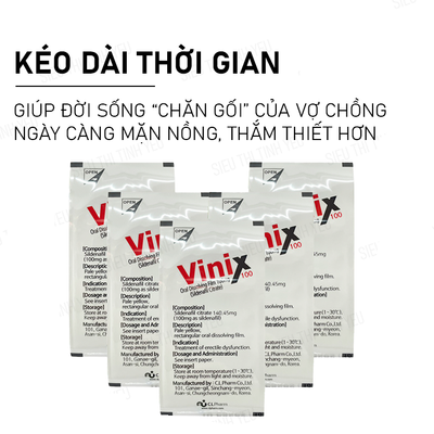 Tem ngậm hỗ trợ cương và kéo dài nam giới Vinix 100mg hộp 10 tem