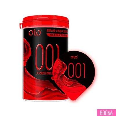 Bao cao su OLO 0.01 Đỏ ống tròn siêu mỏng nóng ấm Hộp 10 cái 382514
