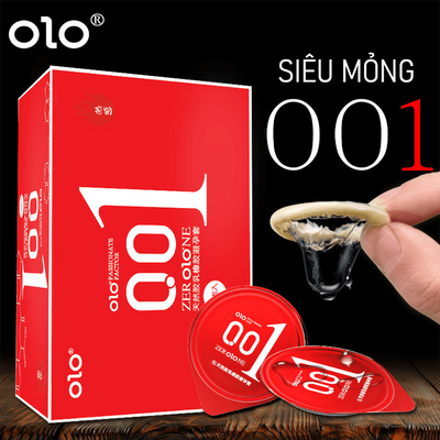 Bao cao su OLO 0.01 Đỏ siêu mỏng nóng ấm Hộp 10 cái 382515