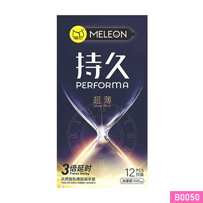 Bao cao su Meleon Performa Ultra Thin kéo dài thời gian siêu mỏng Hộp 12 cái 382546