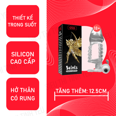 Bao cao su OLO Black Saints dài 12.5cm hở thân có rung ở gốc 382506