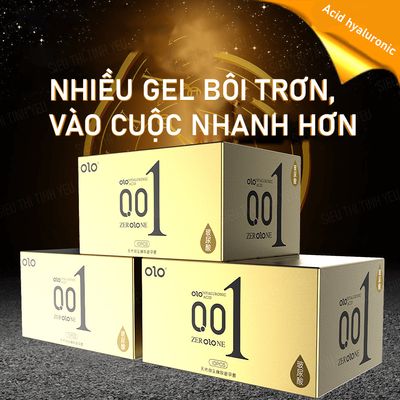 Bao cao su OLO 0.01 Vàng mình gai hạt nổi nhỏ siêu mỏng kéo dài thời gian Hộp 10 cái 382510