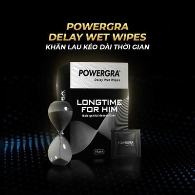 Khăn lau kéo dài thời gian nam tiện dung Powergra Delay Wet Wipes Hộp 10 cái 