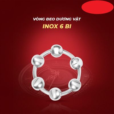 Vòng đeo kéo dài thời gian tăng kích thước dương vật inox 6 bi 1 cái
