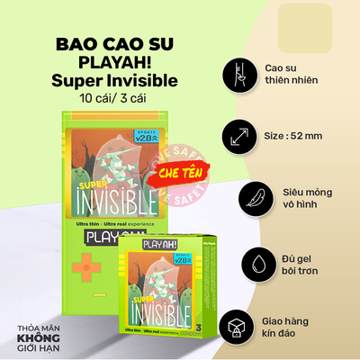 Bao Cao Su Siêu Mỏng Playah Super Invisible Cao Cấp Chính Hãng
