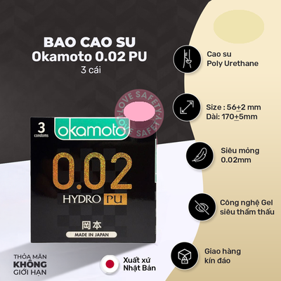 Bao Cao Su Siêu Mỏng Okamoto 0.02 PU Cao Cấp Chính Hãng