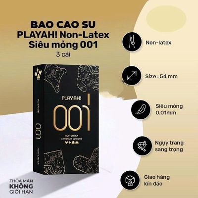 Bao Cao Su Siêu Mỏng Playah 0.01 Non Latex Cao Cấp Chính Hãng