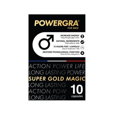 Viên uống tăng kích thước, kéo dài thời gian Powergra For Men (Super Gold Magic) - Hộp 10 viên 378641