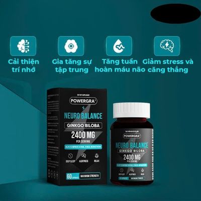 Viên uống bổ não, tăng cường trí nhớ Powergra Neuro Balance - Hộp 60 viên 378673