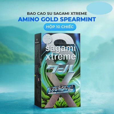Bao cao su Sagami Xtreme Amino Gold Spearmint Siêu mỏng mát lạnh hương bạc hà Hộp 10 cái cao cấp chính hãng