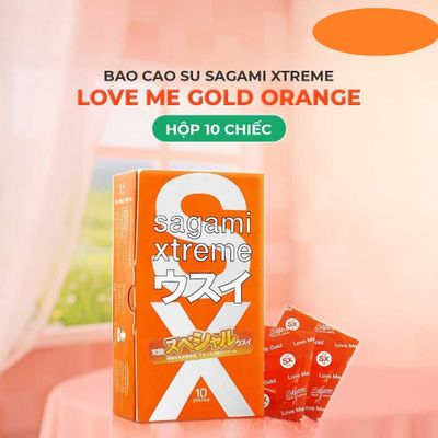 Bao cao su Sagami Xtreme Love Me Gold Orange Siêu mỏng nhiều gel  Hộp 10 cái cao cấp chính hãng