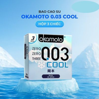 Bao cao su Okamoto 0.03 Cool Siêu mỏng mát lạnh láng mịn  Hộp 3 cái cao cấp chính hãng
