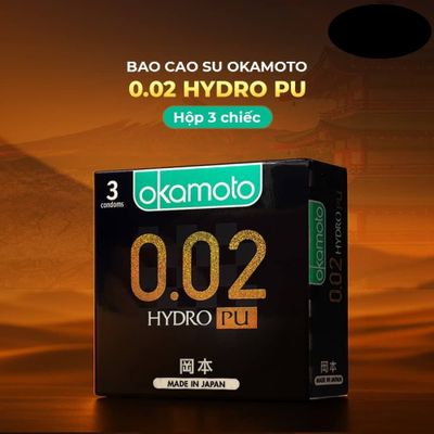 Bao cao su Okamoto 0.02 Hydro PU Siêu mỏng truyền nhiệt nhanh Hộp 3 cái cao cấp chính hãng