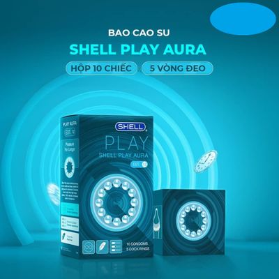 Bao cao su Shell Play Aura 6 tính năng Hộp 10 cái 5 vòng đeo kéo dài thời gian cao cấp chính hãng