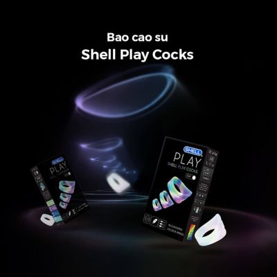 Bao cao su Shell Play Cocks 6 tính năng Hộp 10 cái 3 vòng đeo kéo dài thời gian cao cấp chính hãng