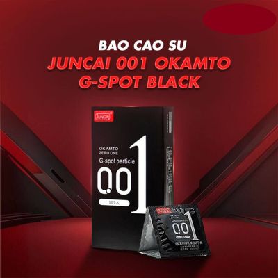 Bao cao su Juncai 001 Okamto G-Spot Black Siêu mỏng gai li ti  Hộp 10 cái cao cấp chính hãng