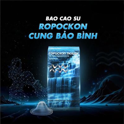 Bao cao su Ropockon Cung Bảo Bình  Mỏng 0.03mm hương dâu Hộp 12 cái cao cấp chính hãng
