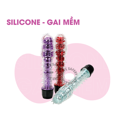 Dương vật giả silicon gai mềm có rung dài 17cm
