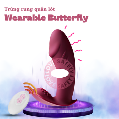 Trứng Rung Có Đế 3 Trong 1 Wearable Butterfly 10 Chế Độ Rung 