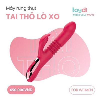 Máy Rung Thụt Kích Thích Điểm G Tai Thỏ Lò Xo Chính Hãng