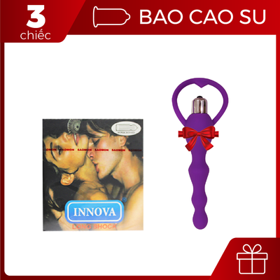 Bộ sản phẩm cao cấp giá rẻ Bao Cao Su Innova 3 cái và Cây Massage hậu môn Rung Nhiều Tần Số chính hãng