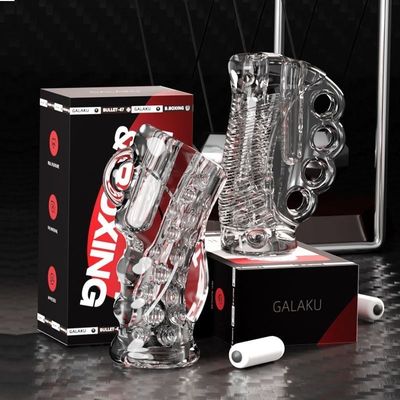 Cốc âm đạo dành cho nam giới Boxing Galaku Trong Suốt Tay Cầm Có Rung Sử Dụng Pin Chính hãng