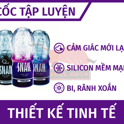 Cốc âm đạo tự sướng dành cho nam giới thiết kế Silicone Trong Suốt Snail Cup gân gai nổi bên trong chính hãng