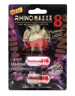 Viên uống Thiên nhiên Kéo dài thời gian và Tăng Cường Sinh Lực Nam Giới Rhino 8 - Vĩ 2 Viên chính hãng