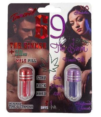 Bộ 2 viên uống cao cấp tinh chất thiên nhiên dành cho nam và nữ từ mỹ The Sinner & Siren Rocket 69 Chính hãng