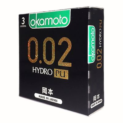 Bao Cao Su Okamoto 0.02 PU - Hộp 3 Cái - Siêu Mỏng, Size Lớn