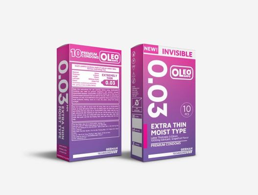 Bao Cao Su Oleo Lampo 0.03 Extra Thin Moist Type ( Siêu mỏng, Nhiều Gel, Hương Nho )