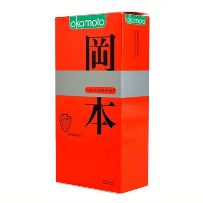 Bao Cao Su Okamoto Skinless Skin Strawberry - Hộp 10 Cái ( Mỏng, Hương Dâu,...)
