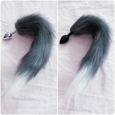 Phích cắm BDSM ĐUÔI CÁO XÁM TRẮNG cao cấp chính hãng