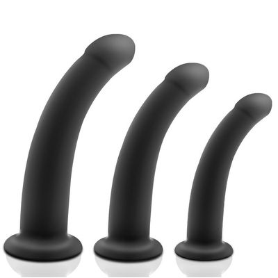 Que cắm hậu môn hình dương vật DILDO ĐEN SILICON DÁNG CONG  cao cấp chính hãng