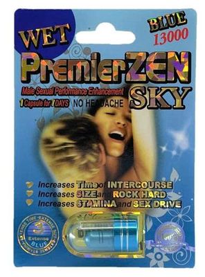 Viên uống tăng cường sinh lý nam Premier Zen Sky Blue 13000mg Wet cao cấp 1 Viên 7 Ngày