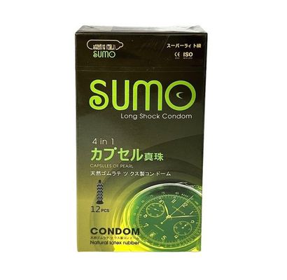 Bao Cao Su Gân Gai SUMO 4in1, Hương Chuối, Kéo Dài, Phát Hiện Viêm Nhiễm Hộp 12 Chiếc