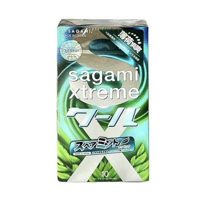 Bao cao su Sagami Xtreme Spearmint – Hộp 10 chiếc, tê mát bạc hà, kéo dài cuộc yêu