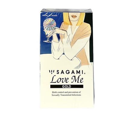 Bao cao su Sagami Love Me Gold siêu mỏng, trơn, không màu không mùi (10 cái)
